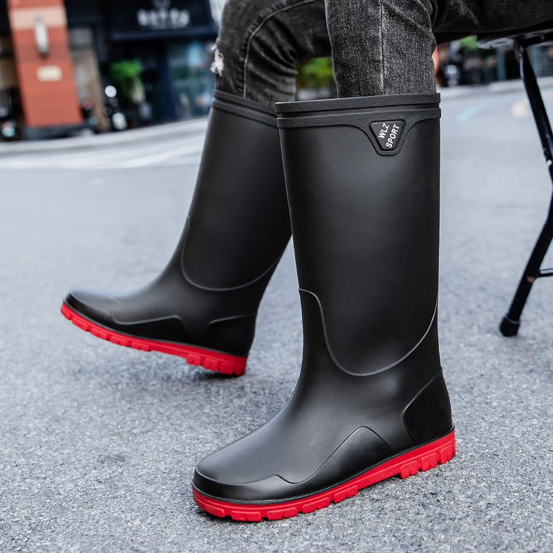 Men's Mid-Height Waterproof Rubber Boots with Contrasting Profile Sole Mune Fashion