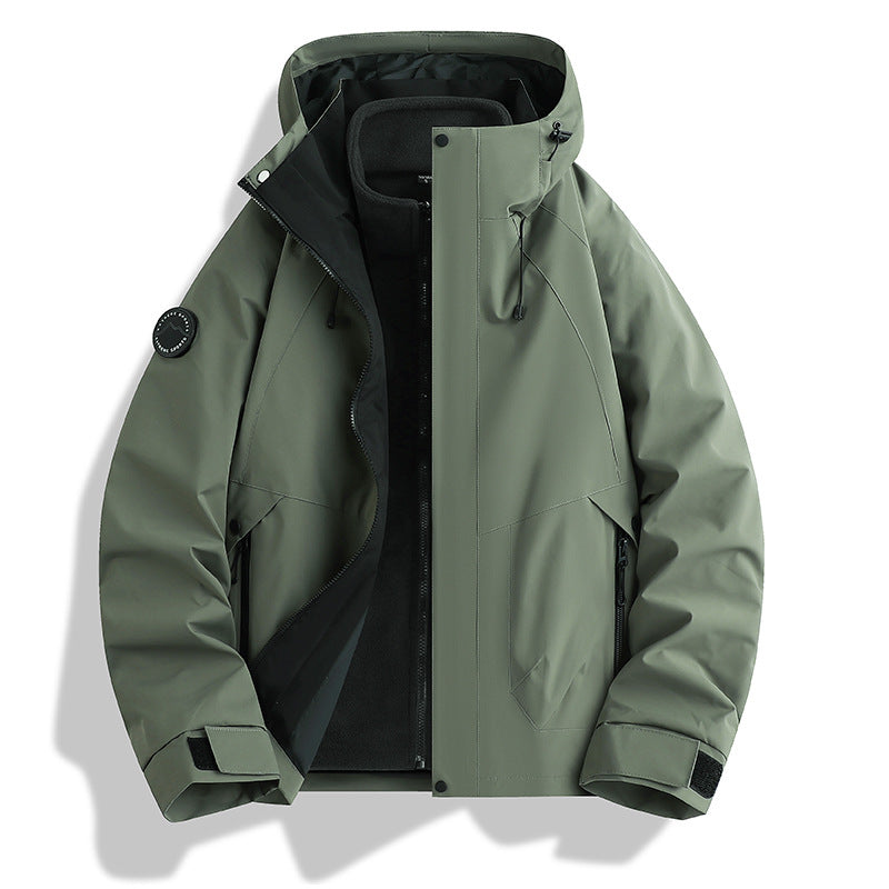 Men's waterproof softshell jacket with hood and fleece lining Mune Fashion