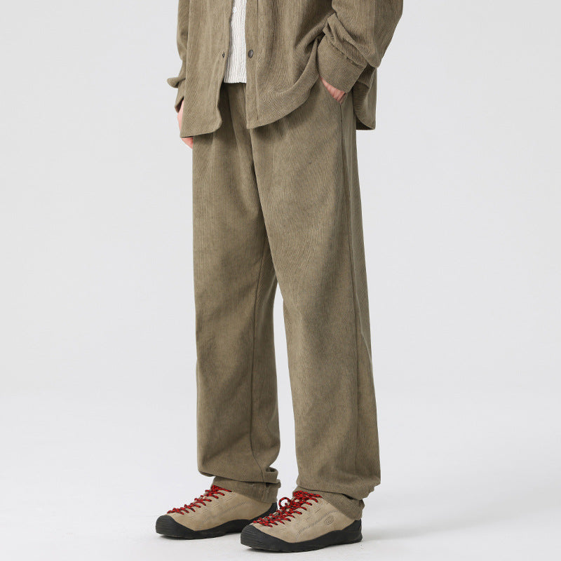 Damen Cordhose mit weitem Bein, elastischem Bund und Kordelzug Mune Fashion