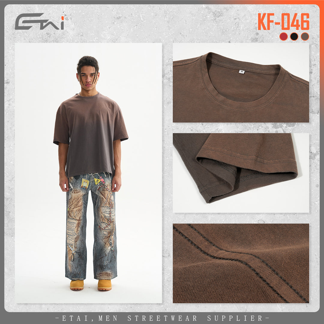 Men's Oversized Cotton T-Shirt with Crew Neck and Soft Vintage Effect Mune Fashion