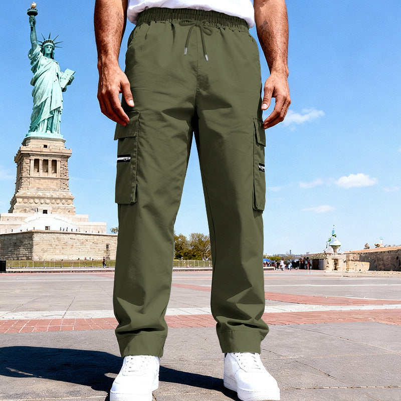 Men's cargo leisure trousers with elastic waistband, drawstring & zip pockets Mune Fashion