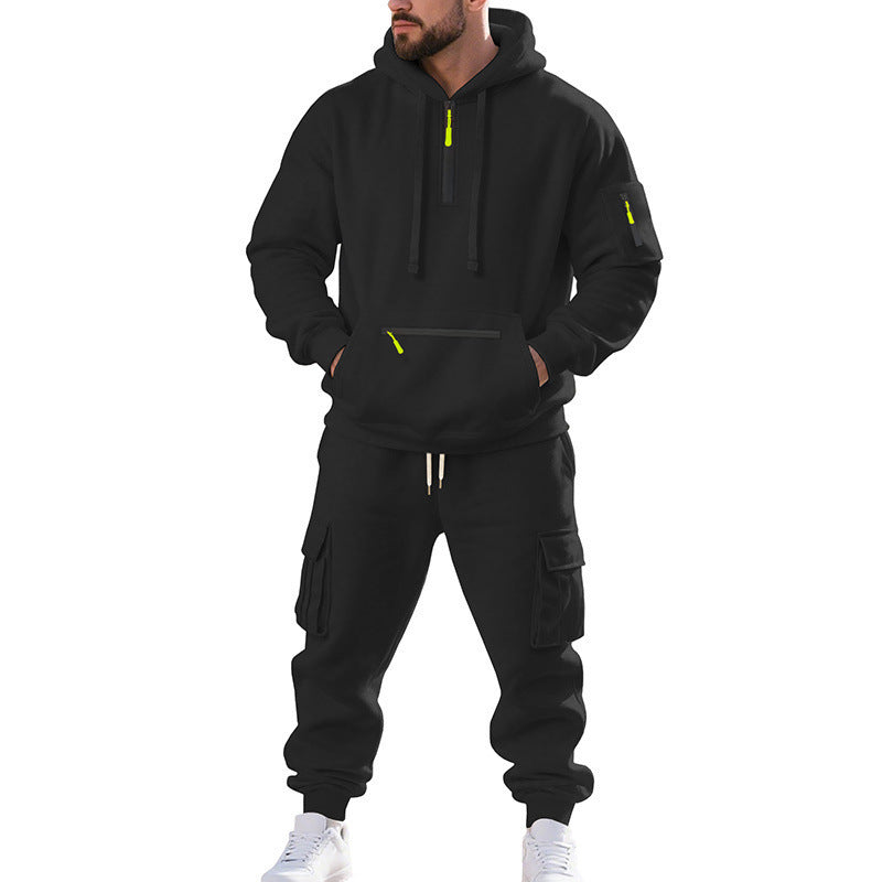 Men's Urban Cargo Tracksuit with Hooded Hoodie and Zipper Pockets Mune Fashion