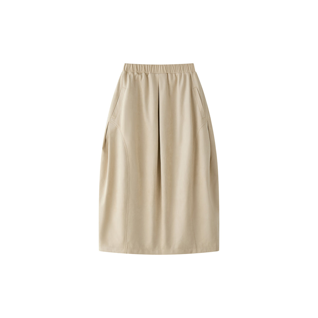 Women's midi skirt with high elastic waistband and targeted pleats Mune Fashion