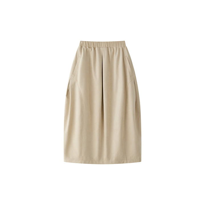 Women's midi skirt with high elastic waistband and targeted pleats Mune Fashion