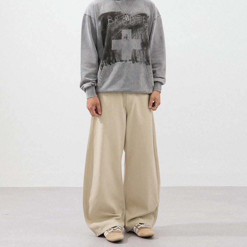 Men's Ultra-Wide Cotton Twill Palazzo Pants with Flowing Oversize Silhouette Mune Fashion