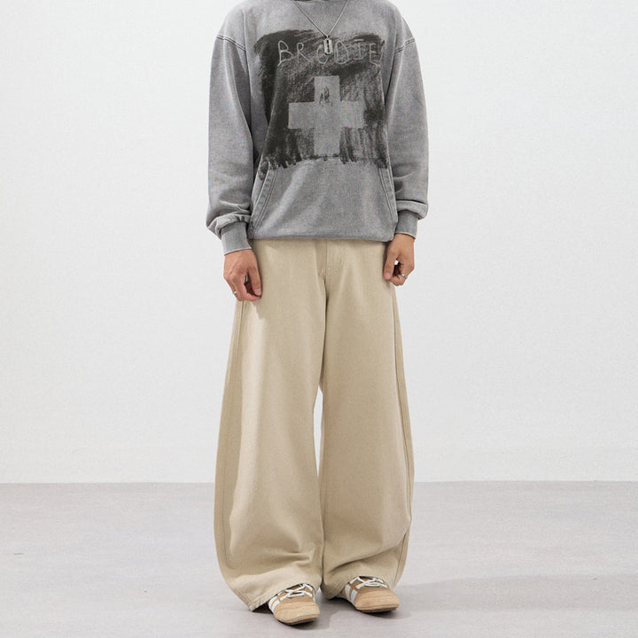 Men's Ultra-Wide Cotton Twill Palazzo Pants with Flowing Oversize Silhouette Mune Fashion