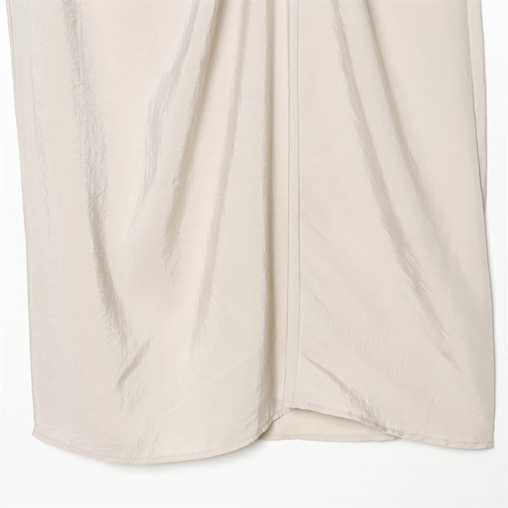 Women's Draped Midi Skirt with Gathering and Wrap Look Mune Fashion