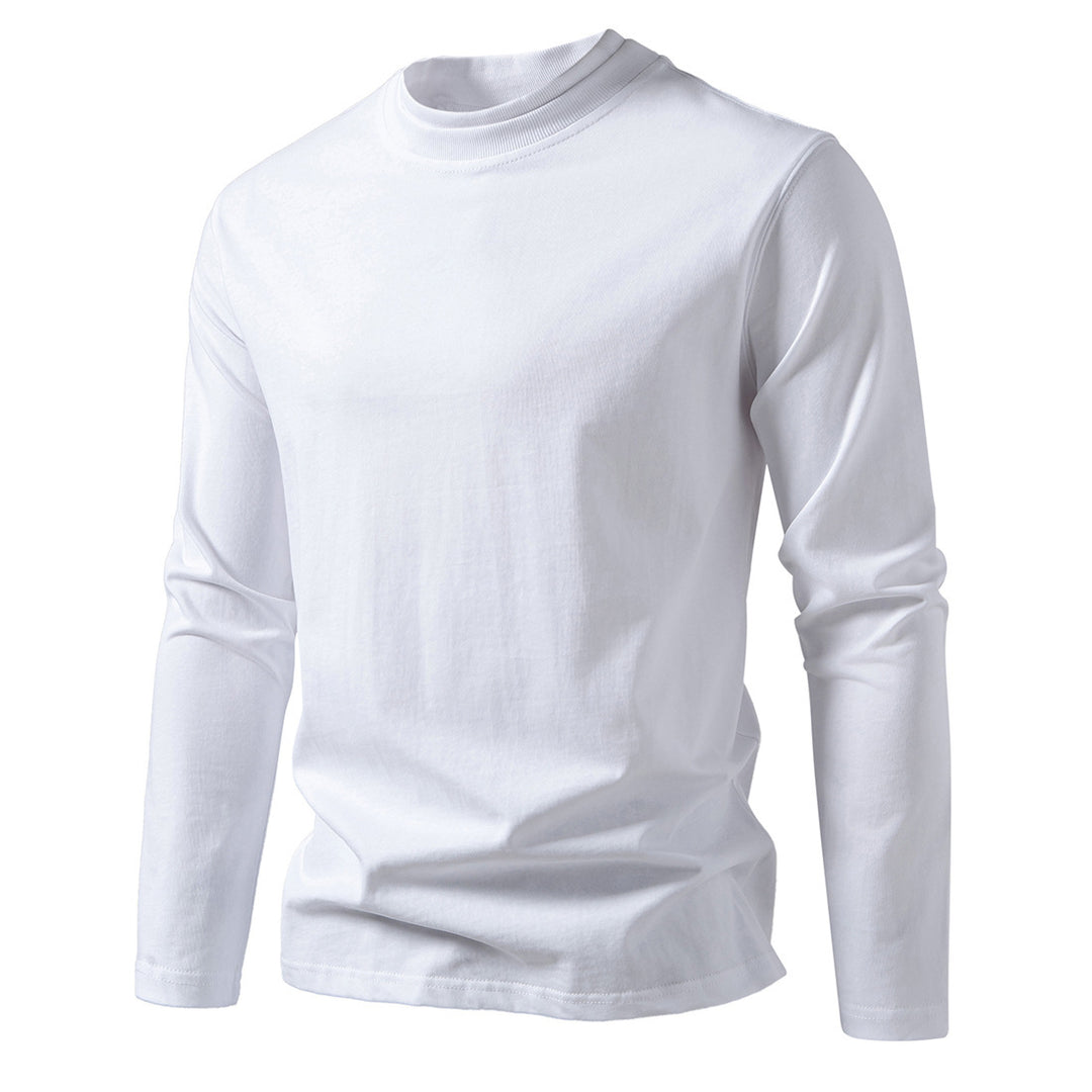Men's Long Fine Knit Shirt with Mock Neck, Ribbed Collar and Slim Silhouette Mune Fashion