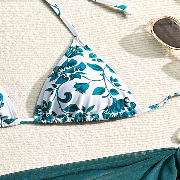 Women Triangle Bikini with Side Wrap Skirt Mune Fashion