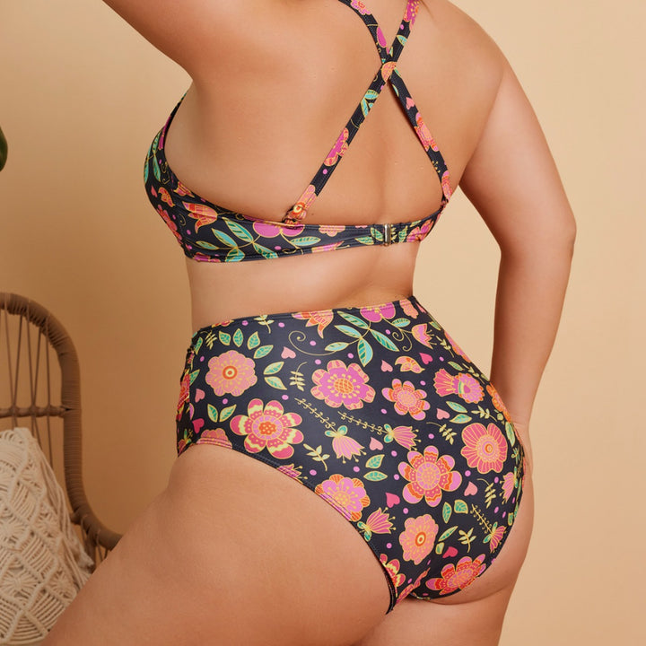 Women's High Waisted Bikini Set with Floral Pattern Mune Fashion