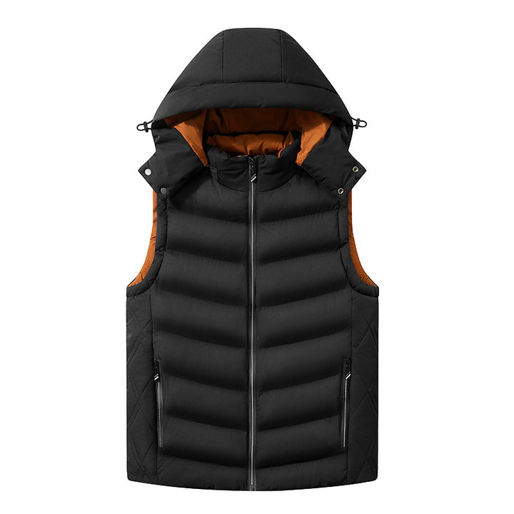 Men's quilted vest with removable hood, thermal lining, and water-repellent shell Mune Fashion