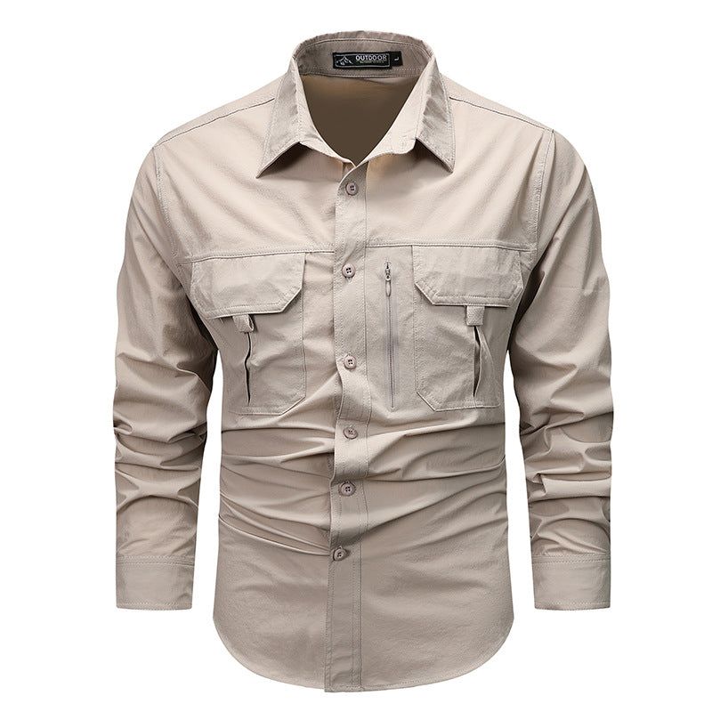 Men's robust trekking shirt with reinforced breast pockets and breathable material Mune Fashion