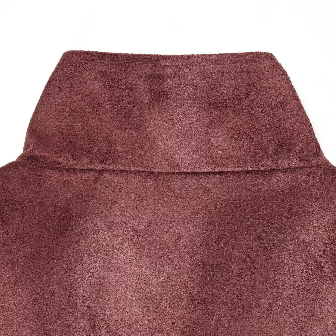 Ladies short jacket in bomber style made of suede look with high standing collar and kangaroo pockets Mune Fashion