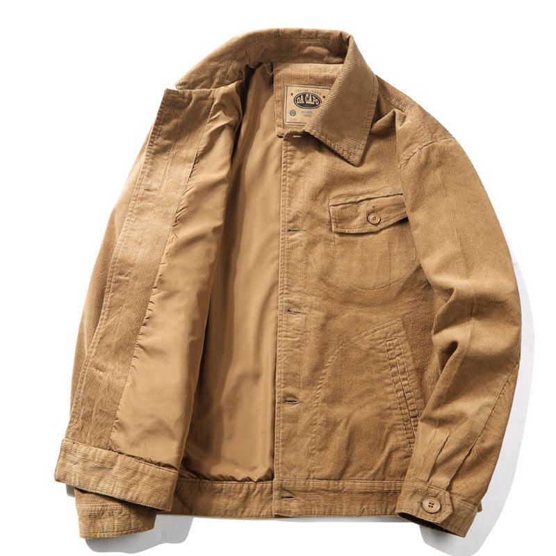 Men's Cord Truck Jacket with lightweight lining, shirt collar and patch chest flap Mune Fashion