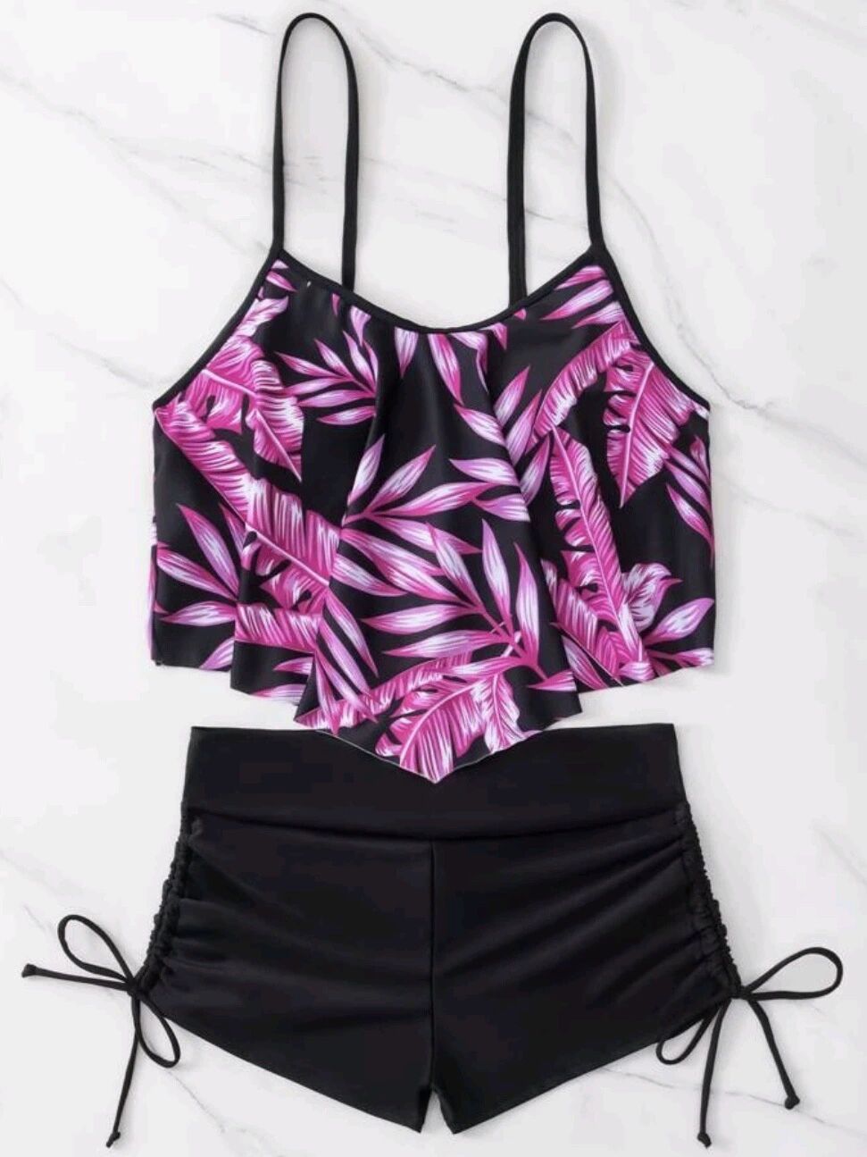 Women’s Sporty Tankini Set with Ruffles and Adjustable Straps Mune Fashion