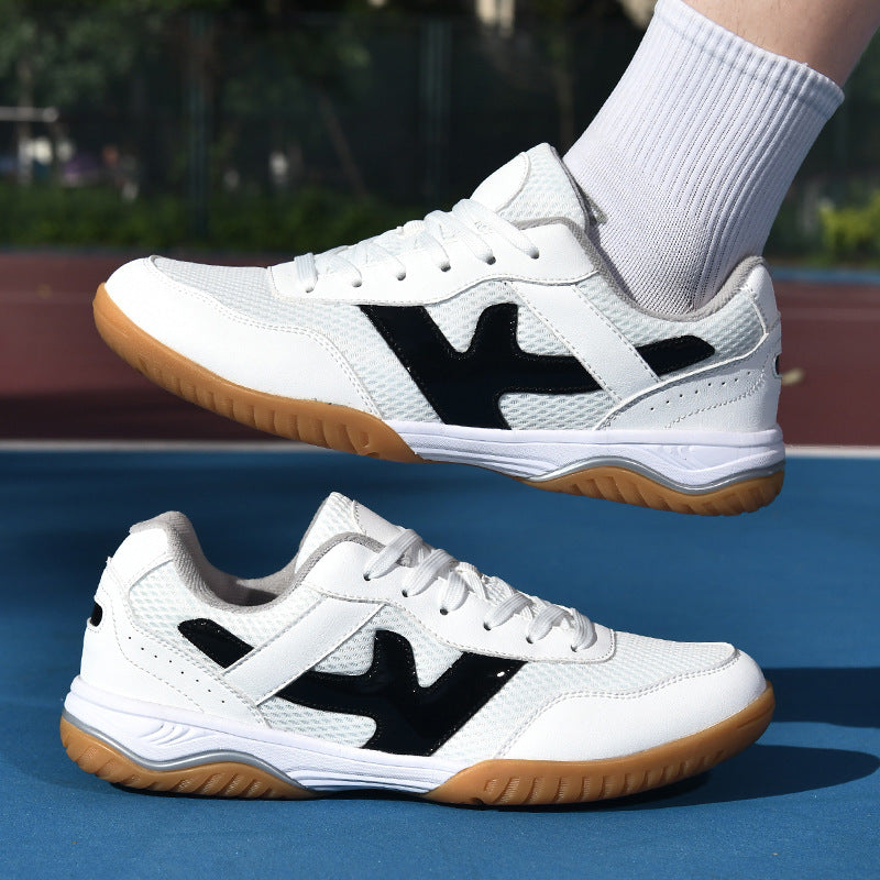 Unisex non-breathable indoor sneakers with slip-resistant rubber outsole and shock-absorbing EVA midsole Mune Fashion
