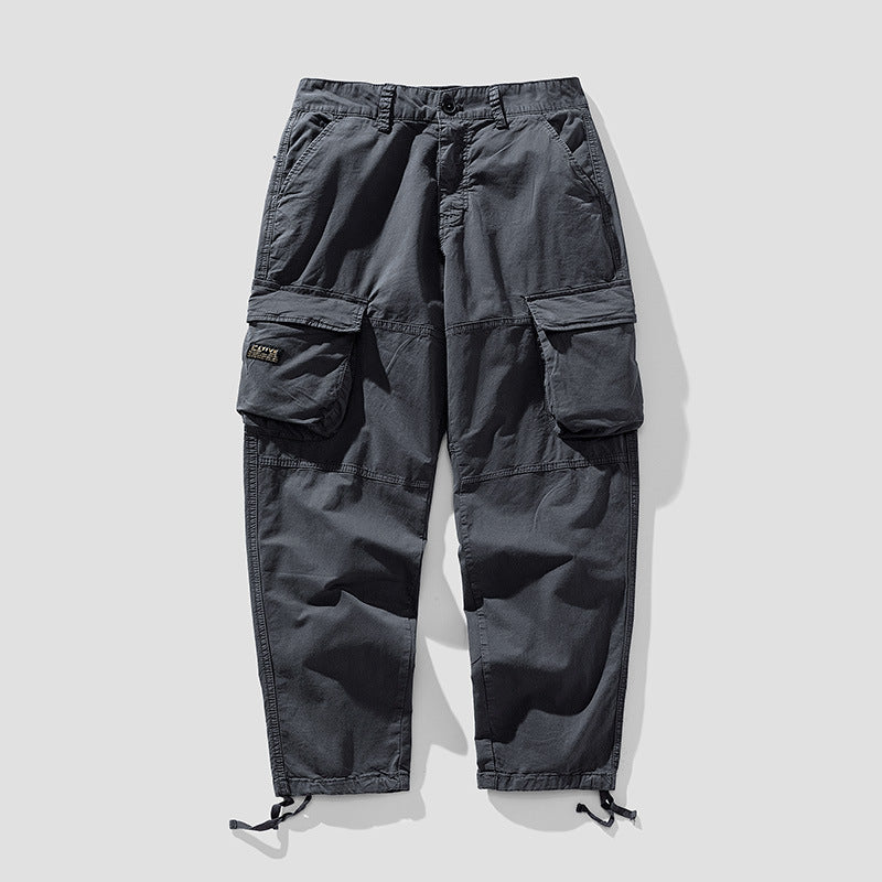 Herren Cargo‑Hose im Utility‑Workwear‑Stil mit großen Klappentaschen, Kniepaneelen und Kordelabschluss Mune Fashion