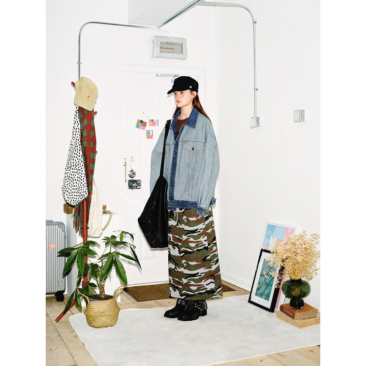 Unisex Oversize Jeans Jacket in Boxy Cut with Contrast Trim and Chest Flaps Mune Fashion