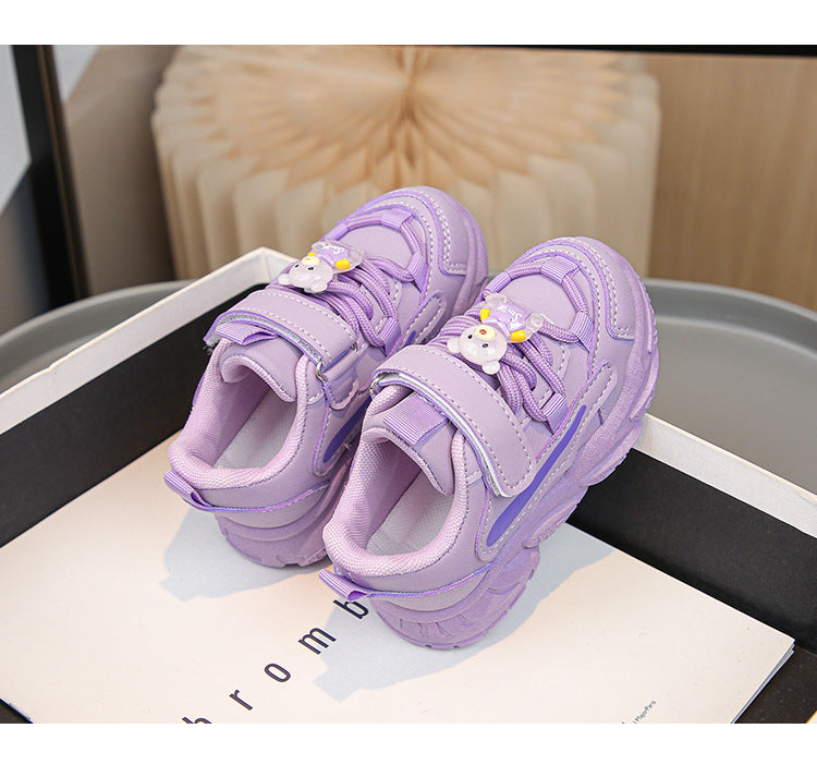 Ladies sporty children's sneakers with cute animal appliqués and high-elastic Velcro closure Mune Fashion