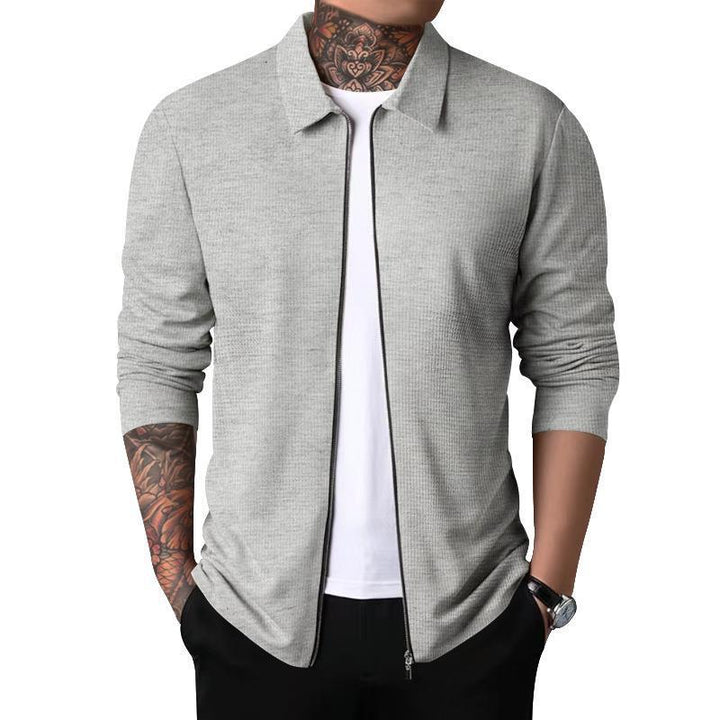 Men's casual jacket with full zip and textured fabric Mune Fashion