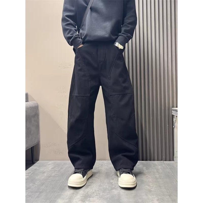 Men's Wide Cargo Pants in Baggy Style with Knee Reinforcement and Patch Pockets Mune Fashion
