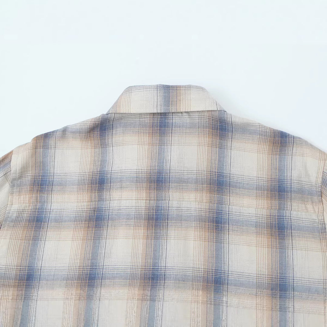 Women Oversize Check Shirt made of lightweight viscose with chest pocket Mune Fashion