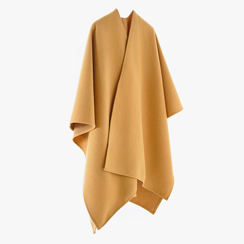 Women's Minimalist Kimono Cape made of wool blend with concealed wrap closure Mune Fashion
