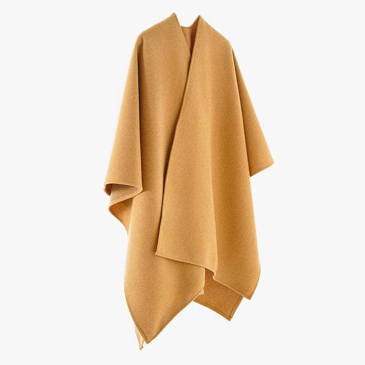 Women's Minimalist Kimono Cape made of wool blend with concealed wrap closure Mune Fashion