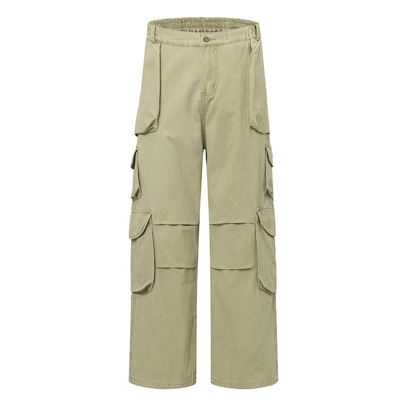 Ladies Wide Cargo Pants with Multi-Pockets and High Waist Mune Fashion