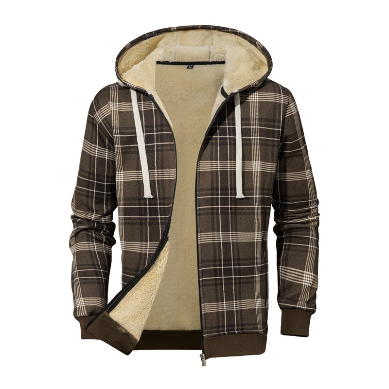 Men's Comfortable Fleece Jacket in Checked Design Mune Fashion