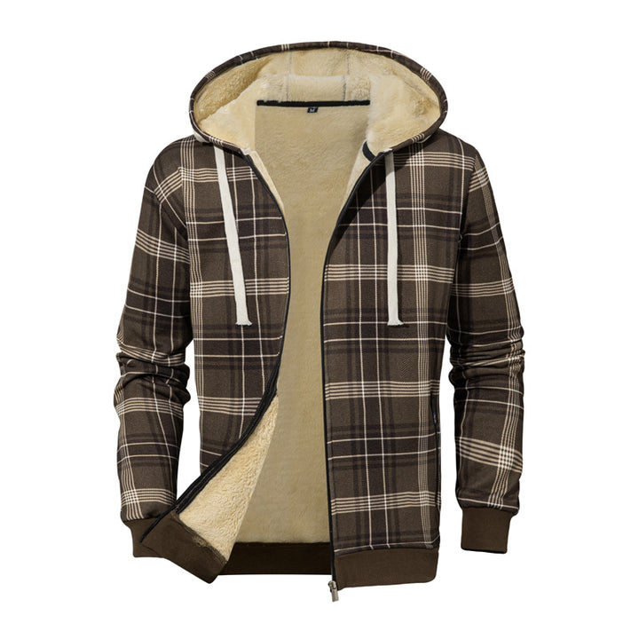 Men's Comfortable Fleece Jacket in Checked Design Mune Fashion