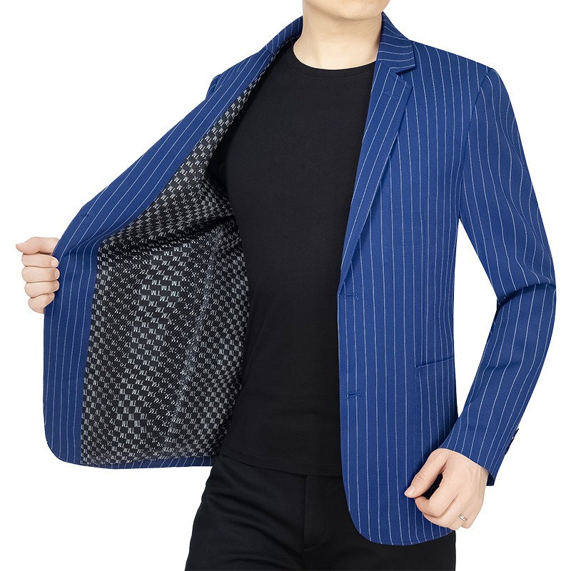 Men's pinstripe blazer slim fit with contrasting inner lining Mune Fashion