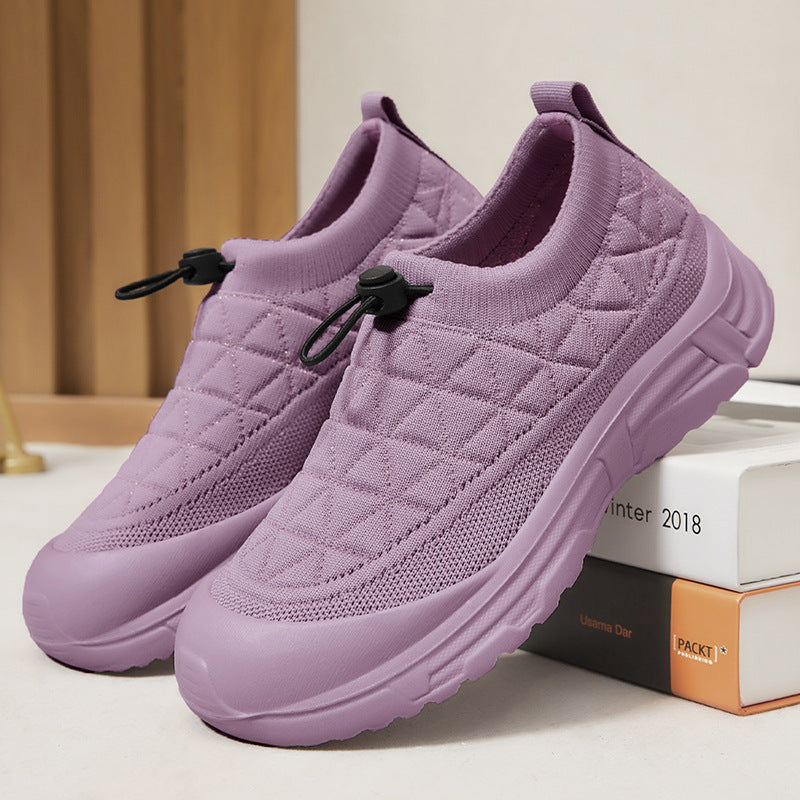 Women's quilted slip-on winter half shoe with quick-lock lace, elastic shaft, and non-slip profile outsole Mune Fashion