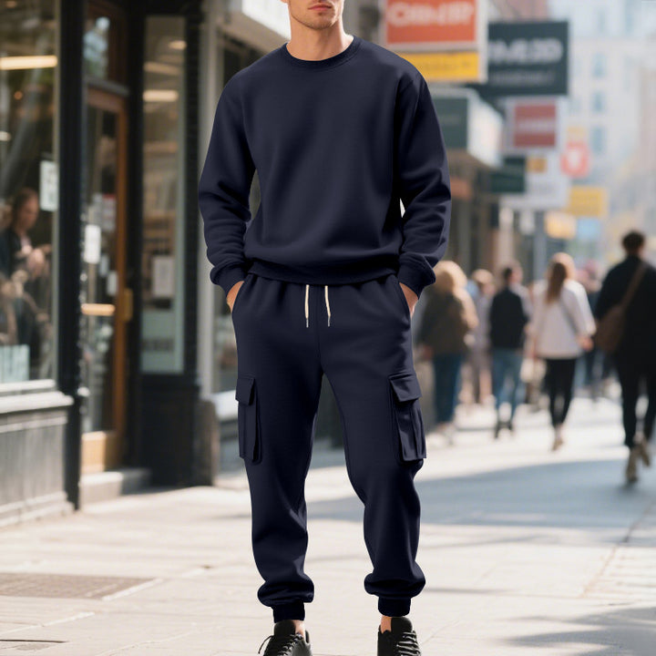 Men's utilitarian cargo jogging pants with large flap and zip pockets, elastic drawstring waistband, and ribbed leg cuffs Mune Fashion