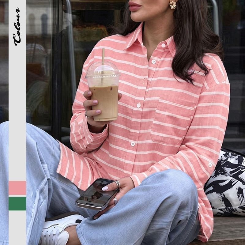 Women's Casual Stripe Blouse Mune Fashion