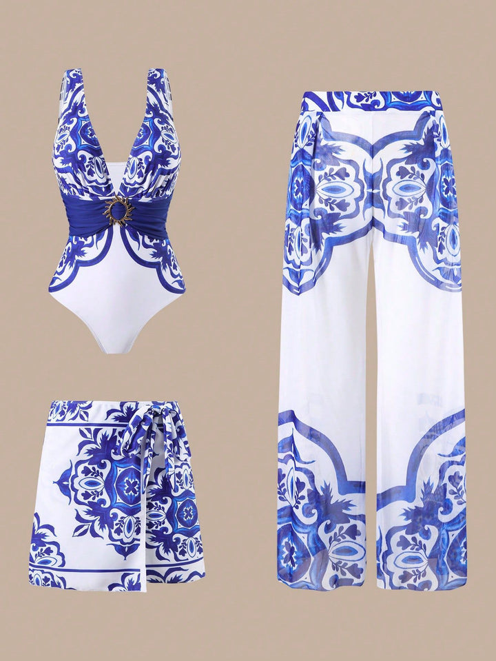 Ladies Elegant Swimsuit with Matching Beach Shorts Set Mune Fashion