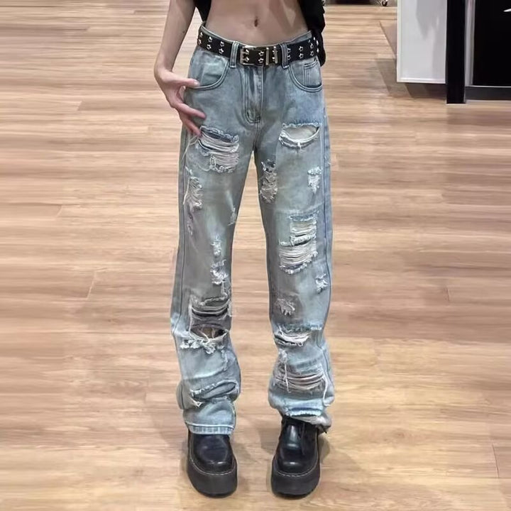 Men's Extra Wide Ripped Baggy Jeans with Deep Crotch and Pronounced Destroyed Details Mune Fashion