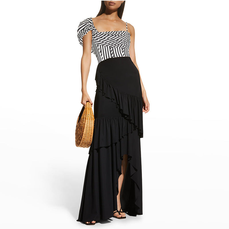 Women One-Shoulder Swimsuit with Ruffle Skirt Mune Fashion