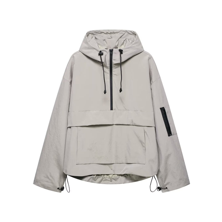 Unisex nan technical windbreaker anorak with half-height zipper hood and kangaroo pocket Mune Fashion