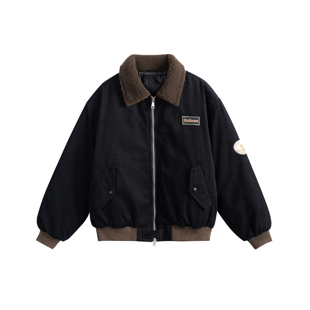 Unisex Boxy Bomber Jacket with Teddy Collar, Corduroy Look and Utility Pockets Mune Fashion