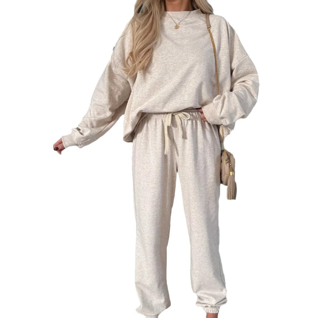 Women's relaxed lounge set made of organic cotton French terry with drawstring, elastic waistband, and ribbed cuffs Mune Fashion