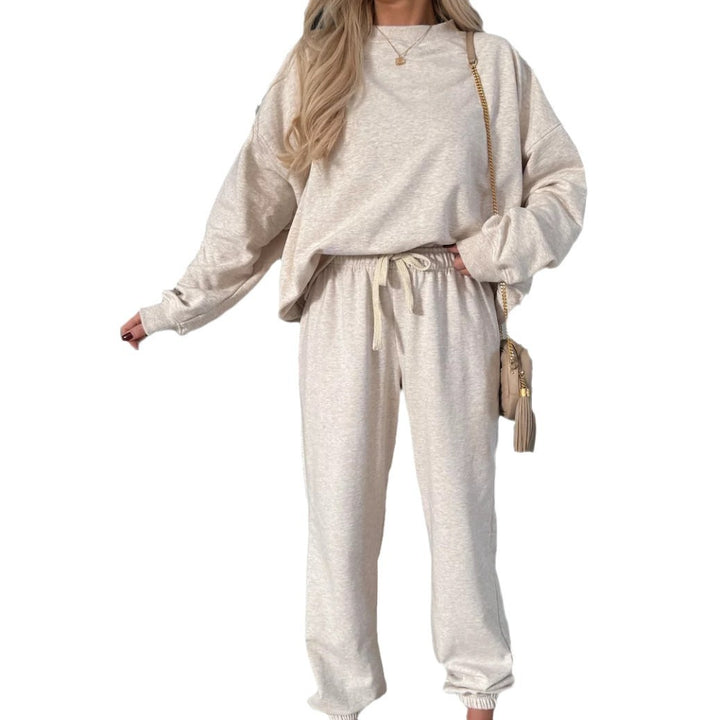Women's relaxed lounge set made of organic cotton French terry with drawstring, elastic waistband, and ribbed cuffs Mune Fashion