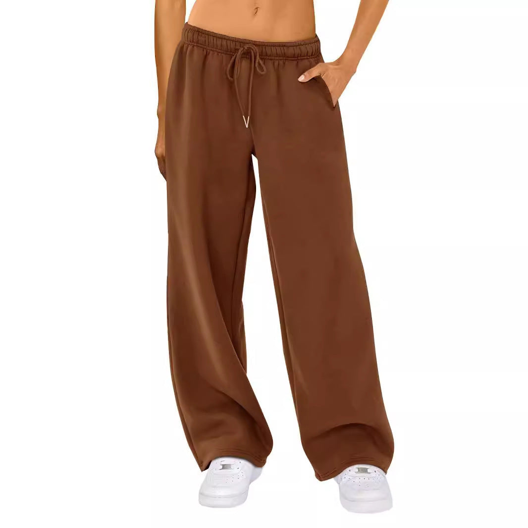 Women's wide lounge pants with high comfort waistband, elastic drawstring and side slant pockets Mune Fashion