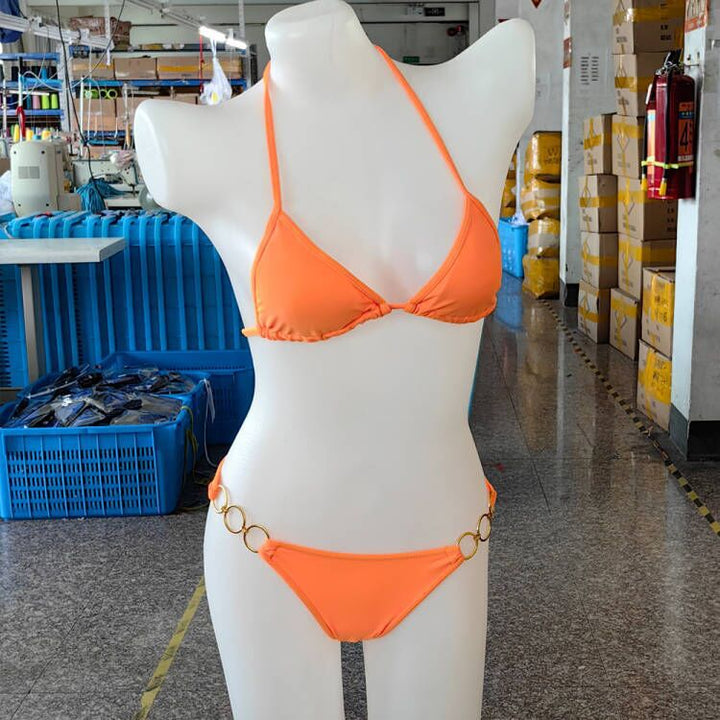 Women's Triangle Bikini with Golden Accents Mune Fashion