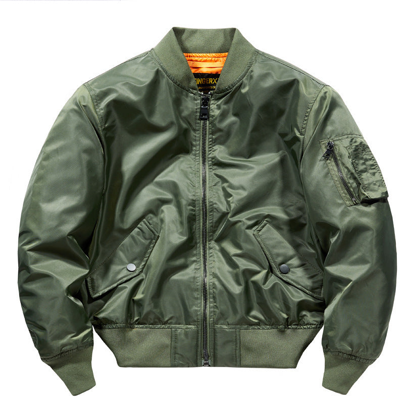 Men's Short Cut Nylon Pilot Bomber with Hidden Inner Pockets and Arm Pocket Mune Fashion