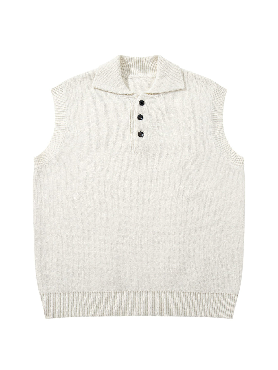 Unisex Sleeveless Knitted Vest with Polo Collar and Button Placket Mune Fashion
