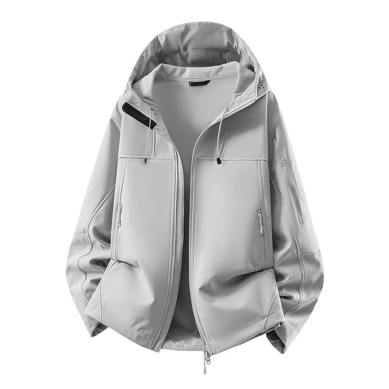Men's softshell jacket with fleece lining, water-repellent and hood reinforcement Mune Fashion