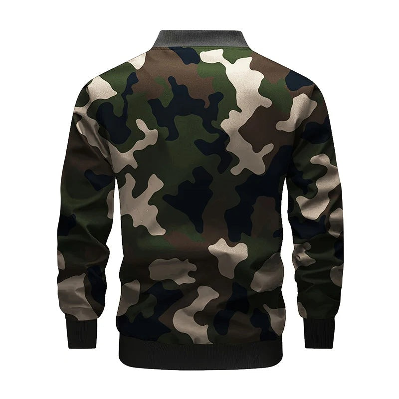 Men's Utility-Style Bomber Jacket with Shoulder Straps, Snap Button Placket & Flap Pockets Mune Fashion