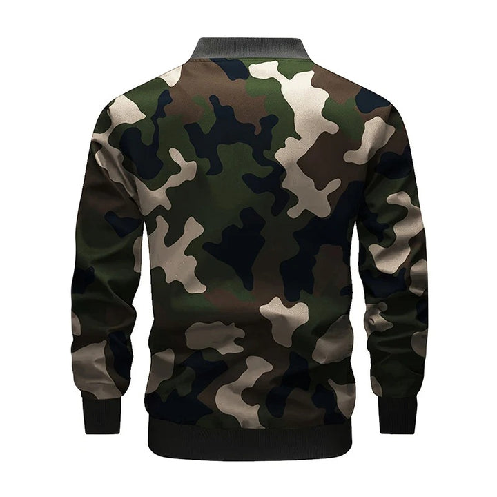 Men's Utility-Style Bomber Jacket with Shoulder Straps, Snap Button Placket & Flap Pockets Mune Fashion