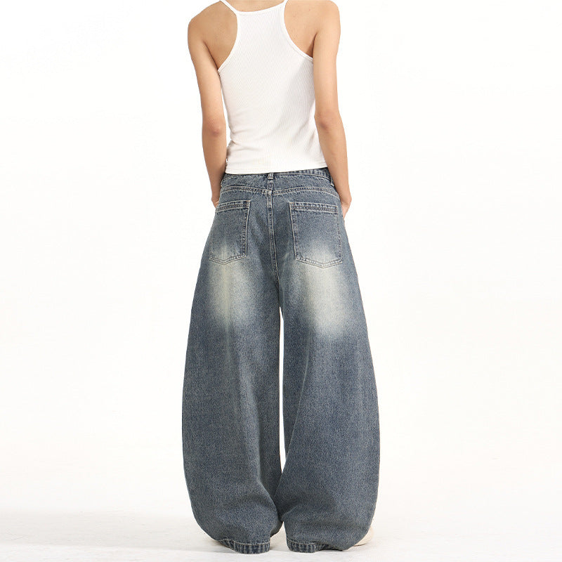 Women's extreme wide balloon jeans in palazzo cut with patch pockets Mune Fashion